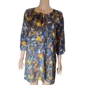 J.Crew Factory Jungle Cats Print Cotton Tunic Cover-Up Dress Resort Beach XS
